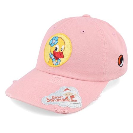 Unser Sandmännchen - Rosa unconstructed Keps - Schnatterinchen round Patch Pink Destroyed Dad Cap @ Hatstore