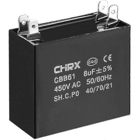 Takvifte Kondensatorer - Bimetallisk Innlegg Polypropylen Film - 47x23x41mm - Cbb61 8uf 450v
