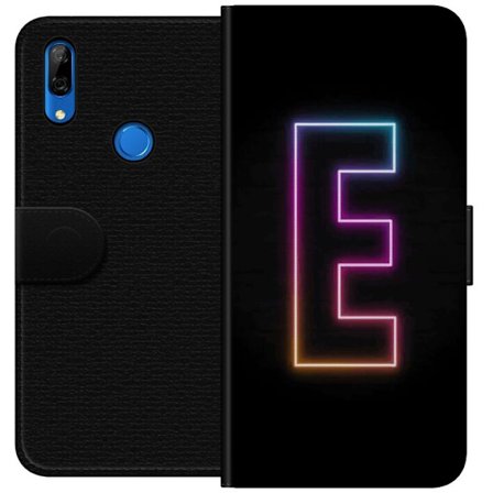 Yhteensopiva Lompakkokotelo Huawei Huawei P Smart Z Minimalistinen neonkirjain E kirkkaissa väreissä tummaa taustaa vasten modernissa ja tyylikkää