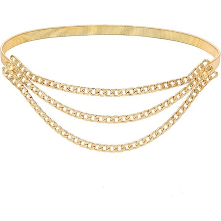 Tyndt Stretchbælte Metal Taljebælter i Flere Lag Elastisk Taljebånd til Kvinder