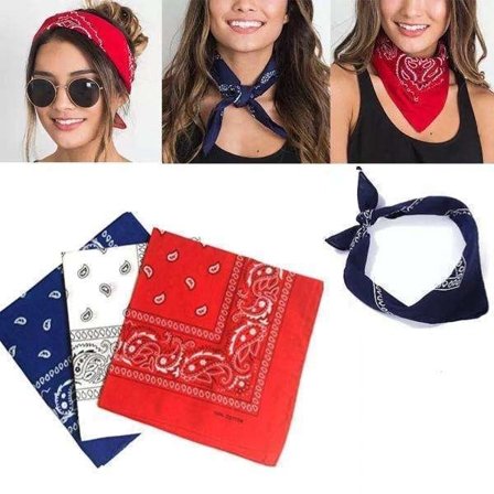 3-pack Bandana Paisley Mörkblå, Röd, Vit - 55x55 cm