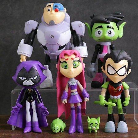7 stk/sett Teen Titans Go Robin Cyborg Beast Boy Raven Actionfigur Leke Gave til Barn