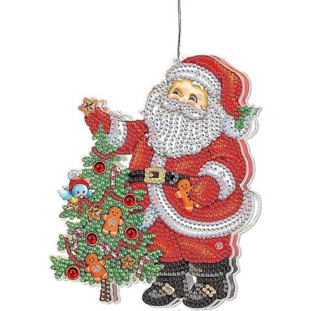 Jultomte-lampa för väggmontering, LED-lampa med DIY-diamantmålning, med sugkopp och batteri