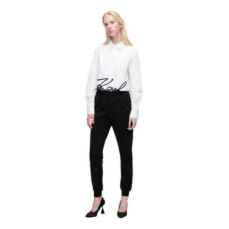 Karl Lagerfeld Monogram Rhinestone Sweatpants Sort, Dame