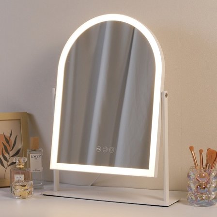 FENCHILIN Hollywood Makeup Spejl med Lys 360° Drejelig Justerbar Belysning Spejl Bordplade 30 x 41cm Hvid