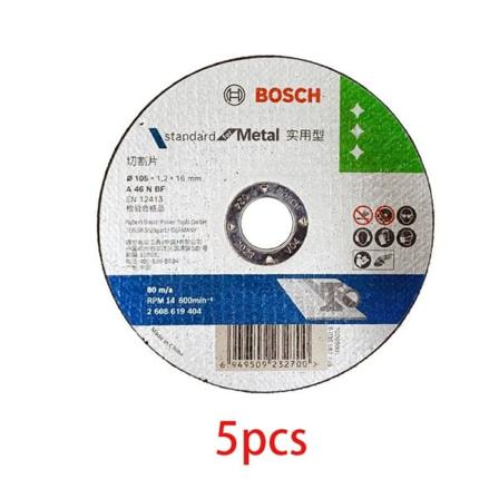 Bosch-lisävarusteet 5 kappaletta Leikkuulevy Vakio de (ruostumattomalle teräkselle, Ø 105 mm, reikä Ø 16 mm, paksuus 1,2 mm kulmahiomakoneen 