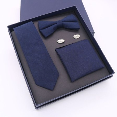 IC Bröllopsslipsar för män - 3-delad randig rutig set Blå B