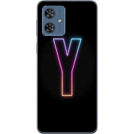 Kompatibel Mobilcover til Motorola Motorola Moto G54 Minimalistisk neonbogstav Y i farveskiftende lys mod sort baggrund