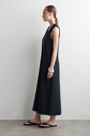 COS Women's Vestido Midi De Algodón Con Volantes in Azul