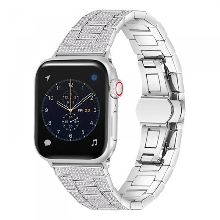 Kompatibel med Apple Watch 40/41mm, Kvinnors Bling Diamant Strass Metallarmband för iWatch SE Serie 8 7 6 5 4