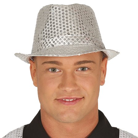 Gangsterhat med Pailletter Sølv