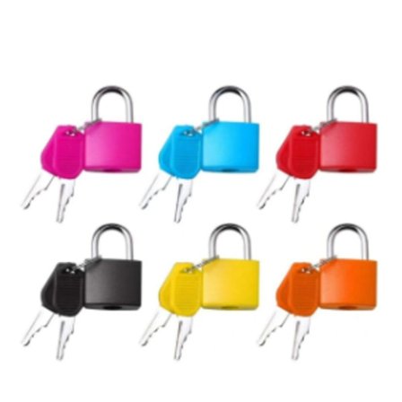 6-pakks koffertlås med nøkkel Mini hengelås med nøkkel