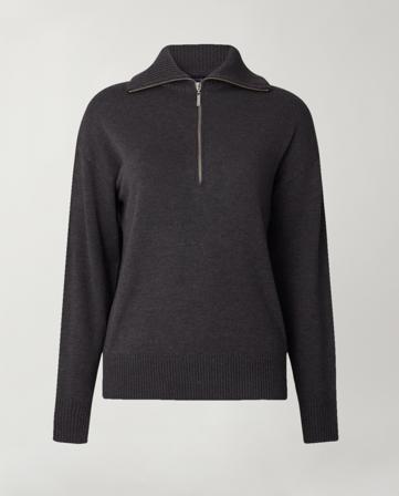 Lexington Reagan knitted half zip sweater, dark gray melange