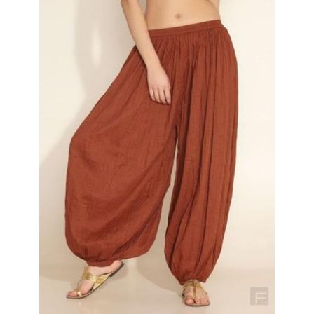 Dame bomullsrette bukser casual bukser harem bukser Brown 4XL