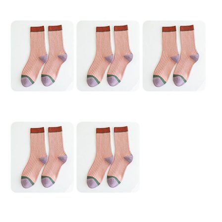 5 par Harajuku Retro Sokker Stribede Dame Sokker PINK