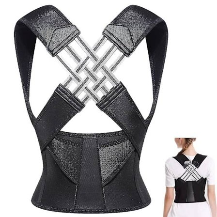 Justerbar rygposturkorrigerende bælte til kvinder og mænd for at forhindre bøjning og lindre smerter posturkorriger XL anbefales [112-120 pund]