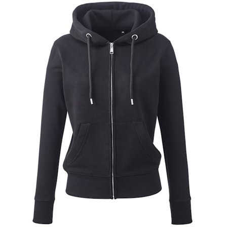 Anthem Womens/Ladies Organic Full Zip Hoodie XL Svart