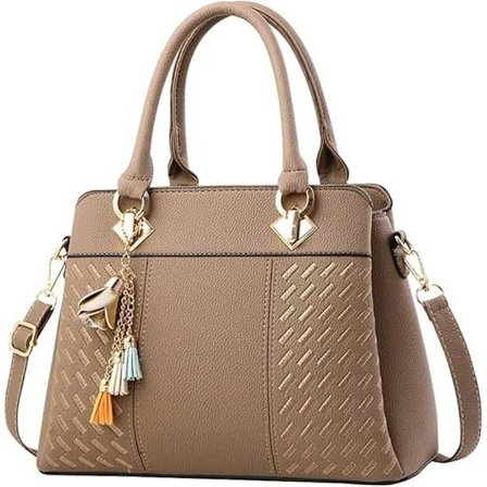 Damehåndvesker Skulderveske Crossbody Messenger Bag Tote Satchel for Kvinner PU Lær Håndveske Khaki