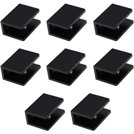 8 st fyrkantiga glashylleklämmor i aluminiumlegering (lämpliga för glas med tjocklek 8-10 mm)