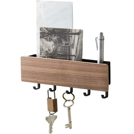 Nyckelbräda med 5 krokar, nyckelhållare med hylla, nyckelhylla nyckelbräda nyckelställ nyckelorganisatör #2