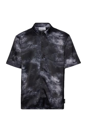 Printed Summer Shirt Short Sleeve Kortermet Skjorte Svart HAN Kjøbenhavn*Betinget Tilbud