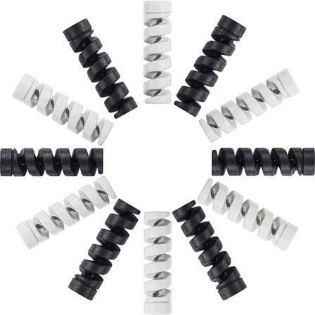 Opladerkabelbeskytter, Fleksibel silikonebeskytter, Musekabelbeskytter til alle telefoner (12 stk., sort, grå)