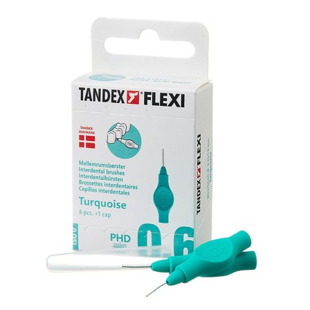 Tandex Mellemrumsbørste Flexi PHD 0.6/ISO 0 Turquoise 6 stk, Medicin & Pleje, Mund & Tandpleje, Tandstikker
