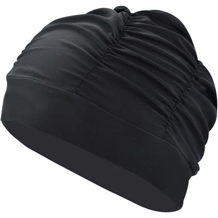 Dame Plisseret Svømmehætte Dame Svømmehat Langt Hår Svømmehætte Super Elastisk Badehætte Strand Surfinghætte Komfortabel Badehætte(sort )