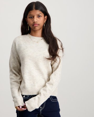 LMTD NLFLODET LS SHORT KNIT Beige Pulls Fille - Kids Brand Store