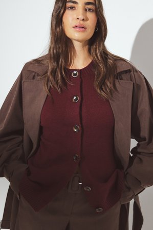 NA-KD - Strikket figursydd cardigan - Cardigan - Burgundy - S