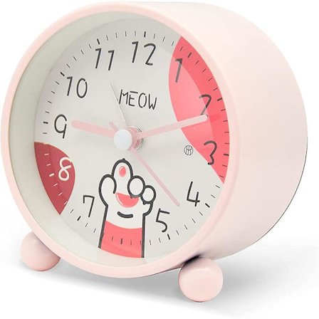 4-tums tecknad rosa katt tass barnens fästingfria väckarklocka lärande väckarklocka lysande klocka