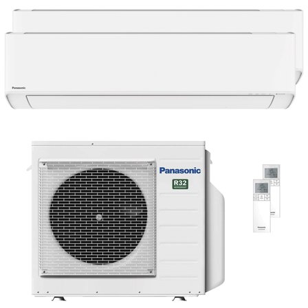 Condizionatore Panasonic Etherea dual split 9000+15000 BTU inverter A++ wifi unità esterna 5.2 kW Bianco Opaco