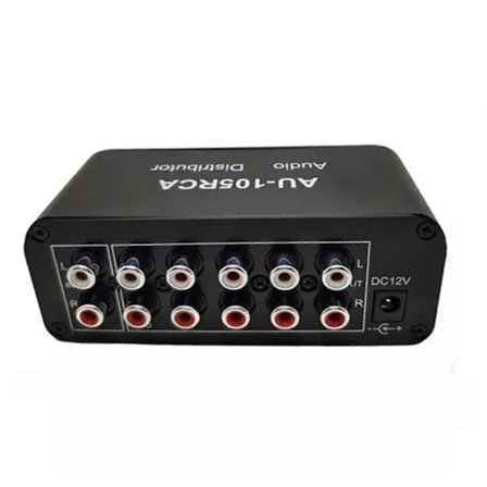 HiFi Stereo RCA Audio Splitter/Selector 1-IN-5-OUT Lydbryter med Volumkontroll js (FMY)