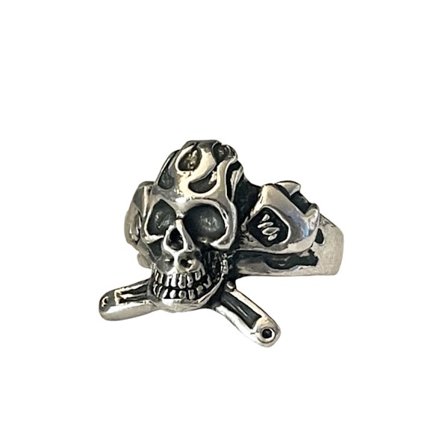 Cool Silver Ring med en Döskalle / Dödskalle - Stl 20,5