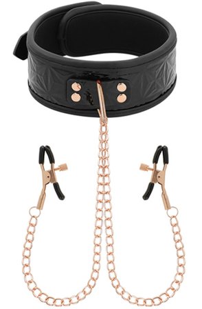 Schwarze Edition Halsband mit Nippelklemmen