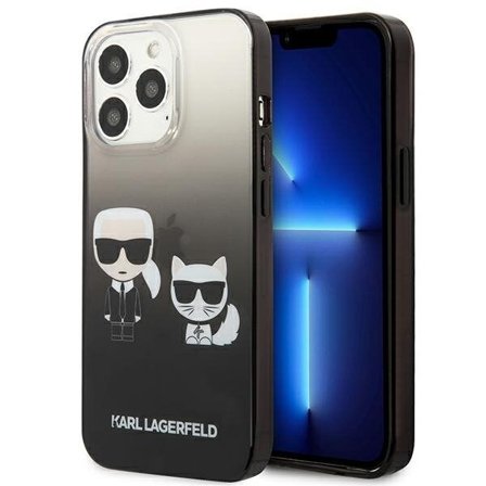 Karl Lagerfeld Gradient Ikonik Karl&Choupette-etui til iPhone 13 Pro / iPhone 13 - Sort