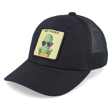 Kiddo Cap - Zwart trucker Cap - Kids No Hugs Cactus Dark Black Trucker @ Hatstore