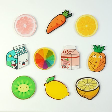 Fruktmagnet, 10 stk. Frukt kjøleskapsmagnet Sterk klebrig for des