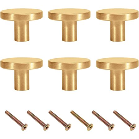 6 stk. Guld Møbel Knapper Enkelt Hul Messing Håndtag Guld Håndtag (30*20mm Messing)