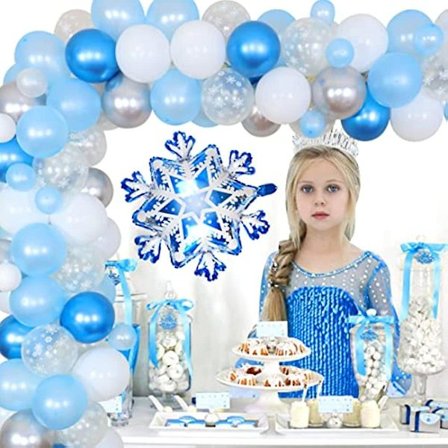 80 stk. Snøfnugg Ballong Garland Bue Sett Vinter Baby Shower Dekorasjoner Isprinsesse Bursdagsfest Utstyr Bryllup Juledekor