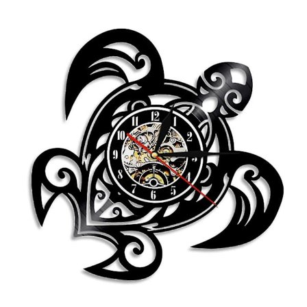 Kilpikonnan muotoinen kello - Vinyyliseinätaide - Havaijilainen sisustus - Kilpikonnien lahjat (hy)