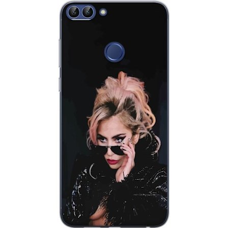 Yhteensopiva Puhelinkuori Huawei P smart Lady Gagan muotokuva aurinkolaseilla ja dramaattisella meikillä tummassa glamuurityylissä