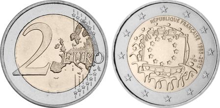 Frankrig 2015 - 30 års jubilæum for Den Europæiske Unions Flag - 2 euro mønt