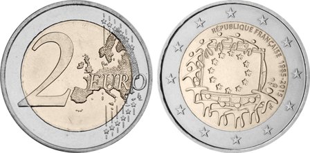 Frankrig 2015 - 30 års jubilæum for Den EuropæiskeUnions Flag - 2 euro mønt