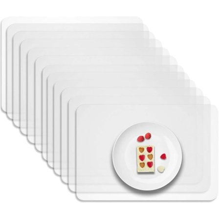 Gennemsigtige måtter til beskyttelse af spisebord, vandtætte vaskbare skridsikre klare dækkeservietter, robuste varmebestandige bordmåtter, 12 stk.