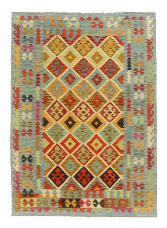 Hand Woven Kilim Afghan Old Style Rug 176X248 Wool Brown/Green