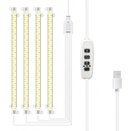 LED Plant Grow lights - Fullspektrum LED-ljus med Timerfunktion för inomhusodling, 4st LED-Lister, 33cm