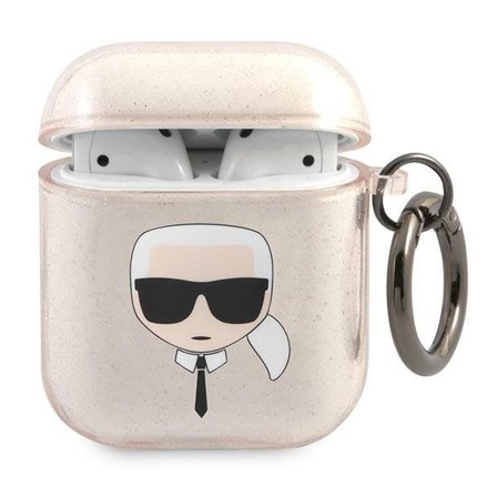 Karl Lagerfeld Glitter Karl's Head Case til AirPods 1/2 - Guld