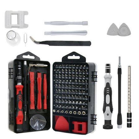 115-i-1 Præcisionsskruetrækkersæt med Lille Børste Mobiltelefon Reparationsværktøjssæt Smartphones Tablets Laptops Briller Rød