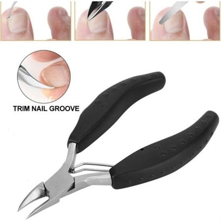 Professionel indgroet tåneglklipper i rustfrit stål, negleklipper, pedicureværktøj (sort) - JIA